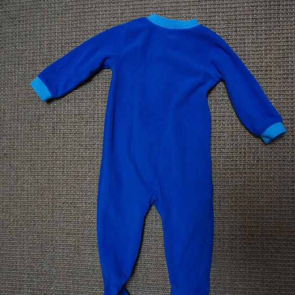Boys Size 18mos Mini Boots Blue Fleece 1-piece PJs - Picture 3 of 3